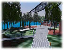 Image of Walkway and City of Poughkeepsie Waterfront