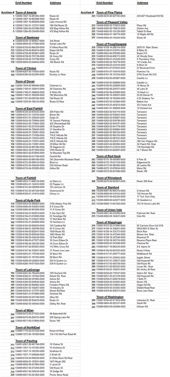 Dutchess County Property Tax Auction The Harlem Valley News